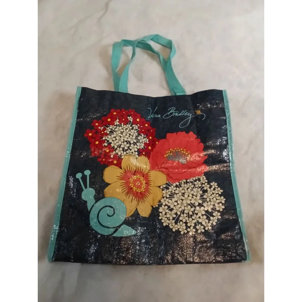 Vera Bradley Reusable Tote Bag Floral & Snail Design - Picture 3 of 6
